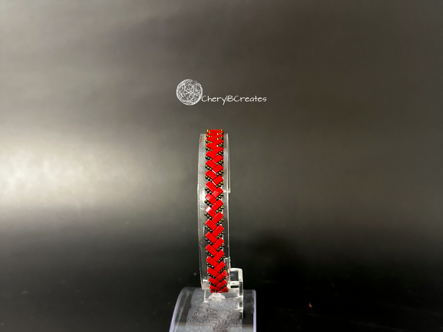 2 Wide Half Tila Herringbone Bracelet