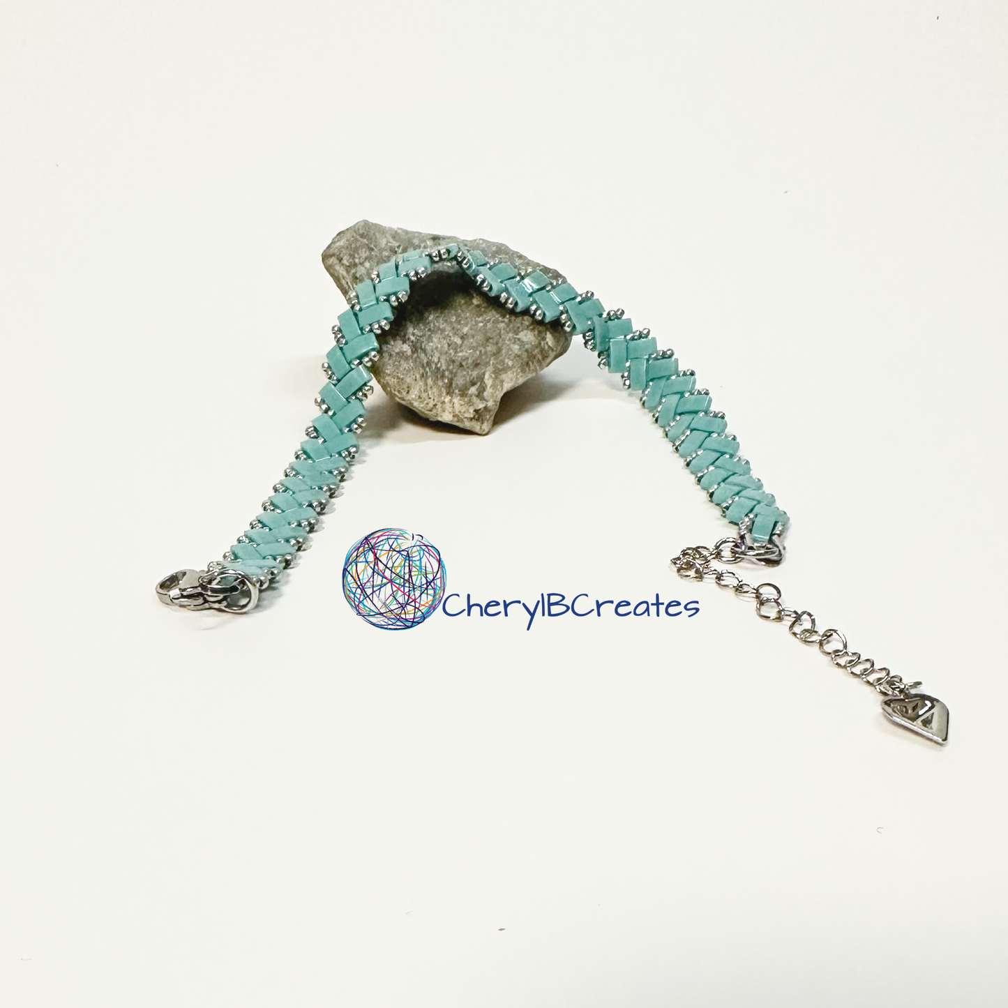 2 Wide Half Tila Herringbone Bracelet