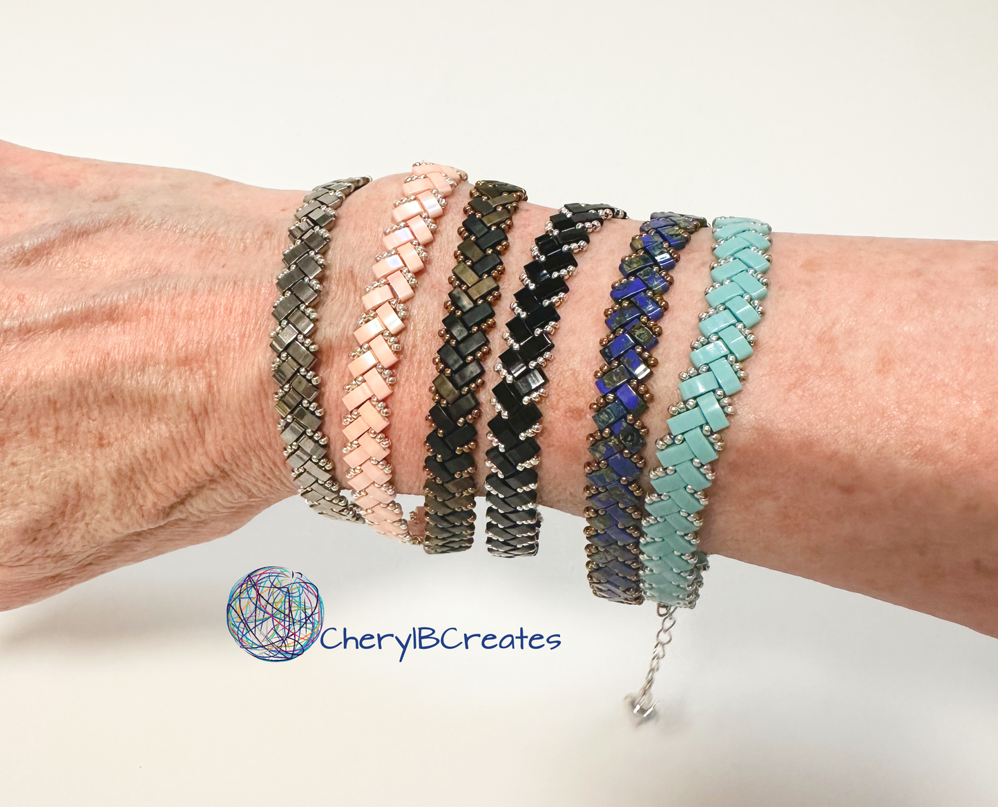 2 Wide Half Tila Herringbone Bracelet