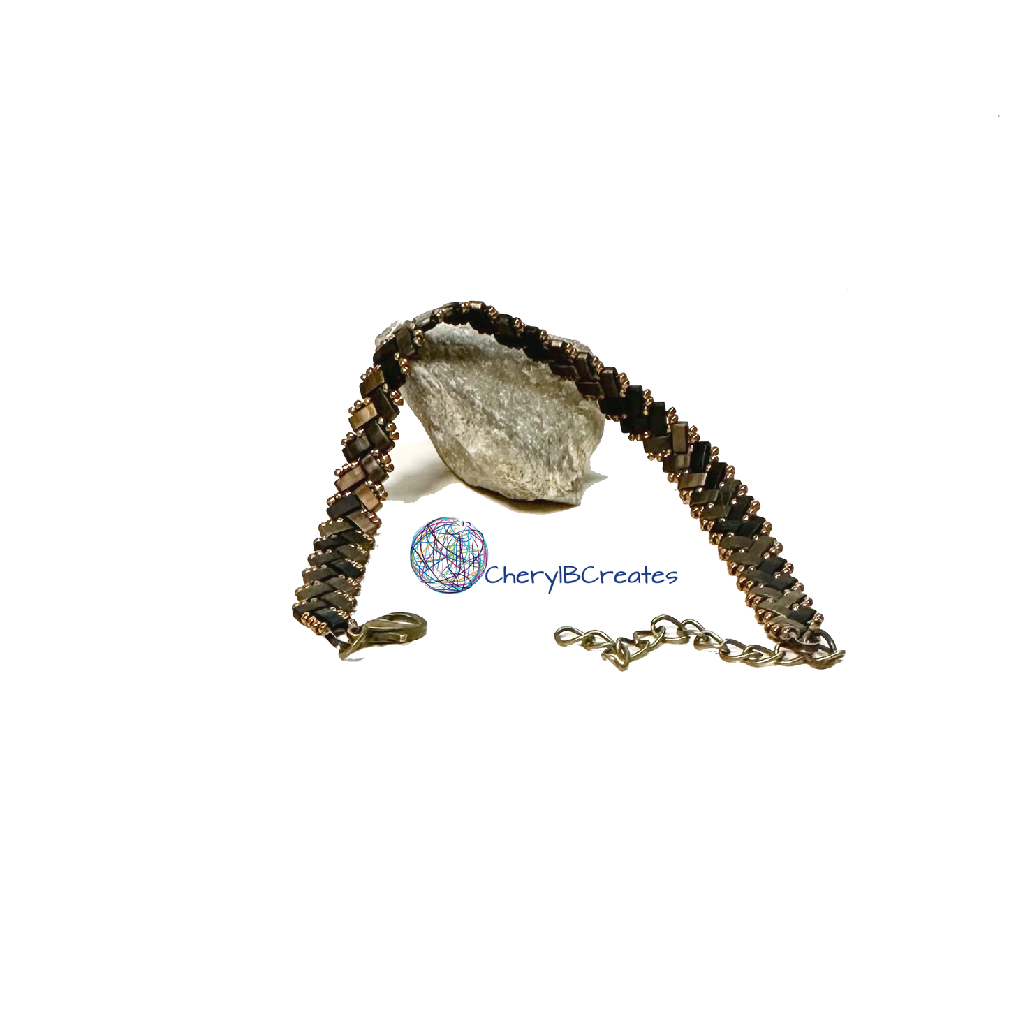 2 Wide Half Tila Herringbone Bracelet