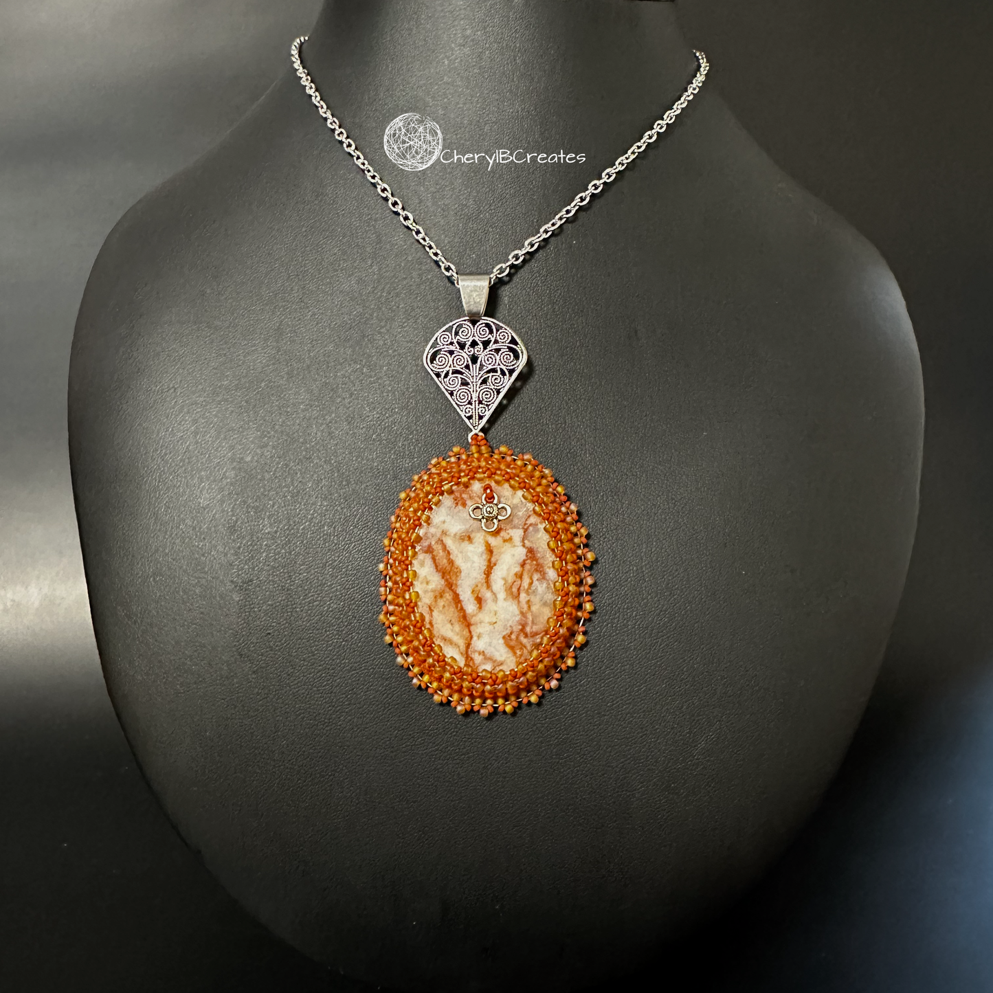 Redline Marble Pendant Necklace