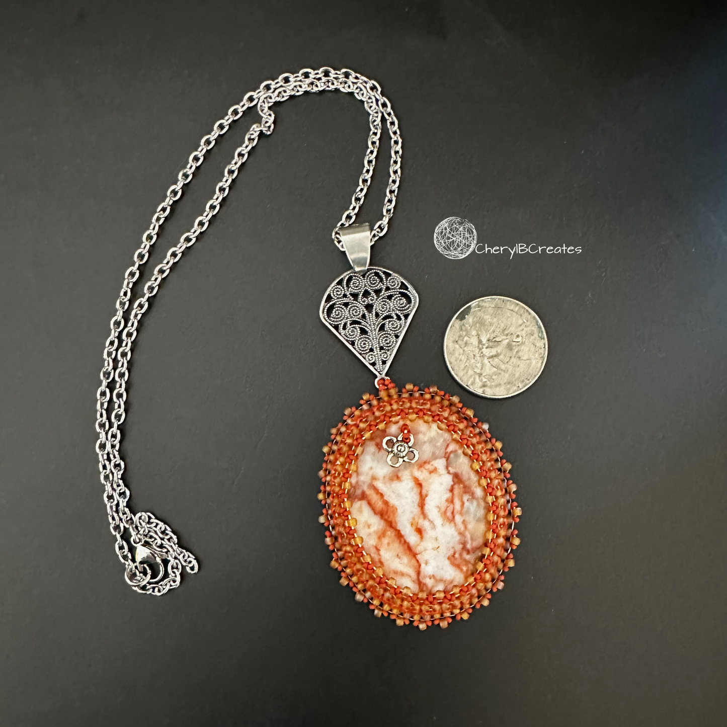 Redline Marble Pendant Necklace