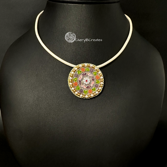 Flowers and Pearls Pendant Necklace