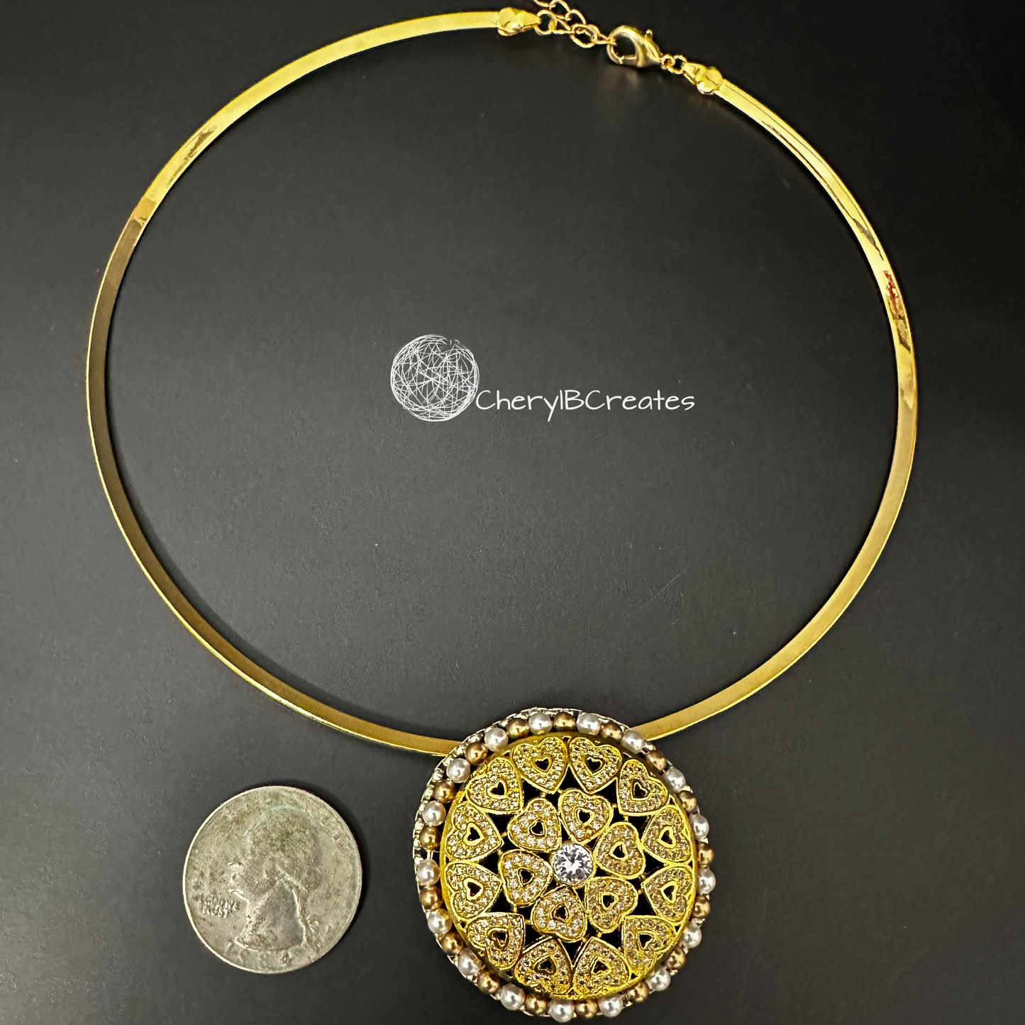 Gold Pave Pendant Necklace