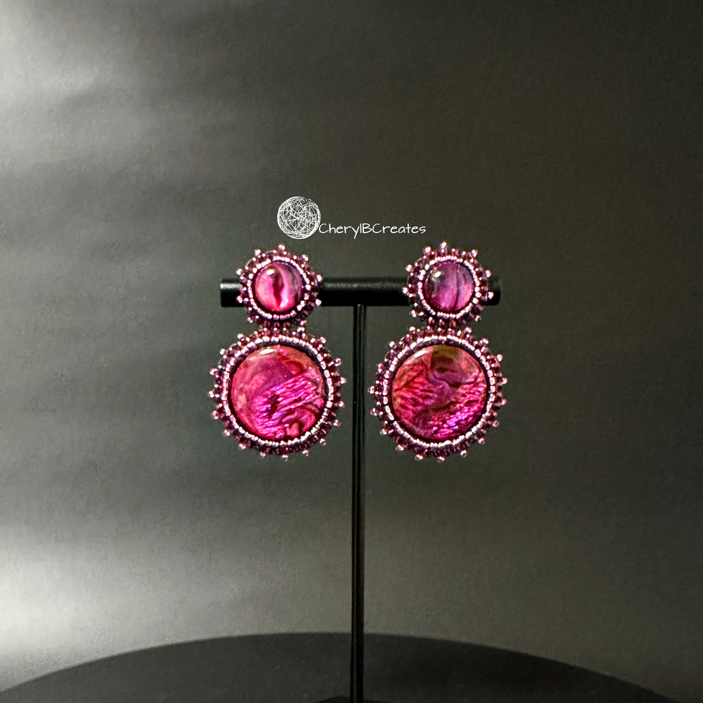 Hot Pink Paua Shell Earrings