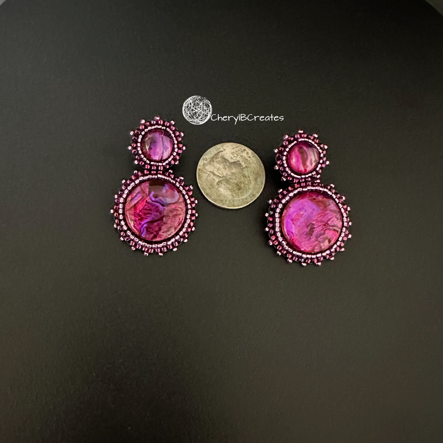Hot Pink Paua Shell Earrings