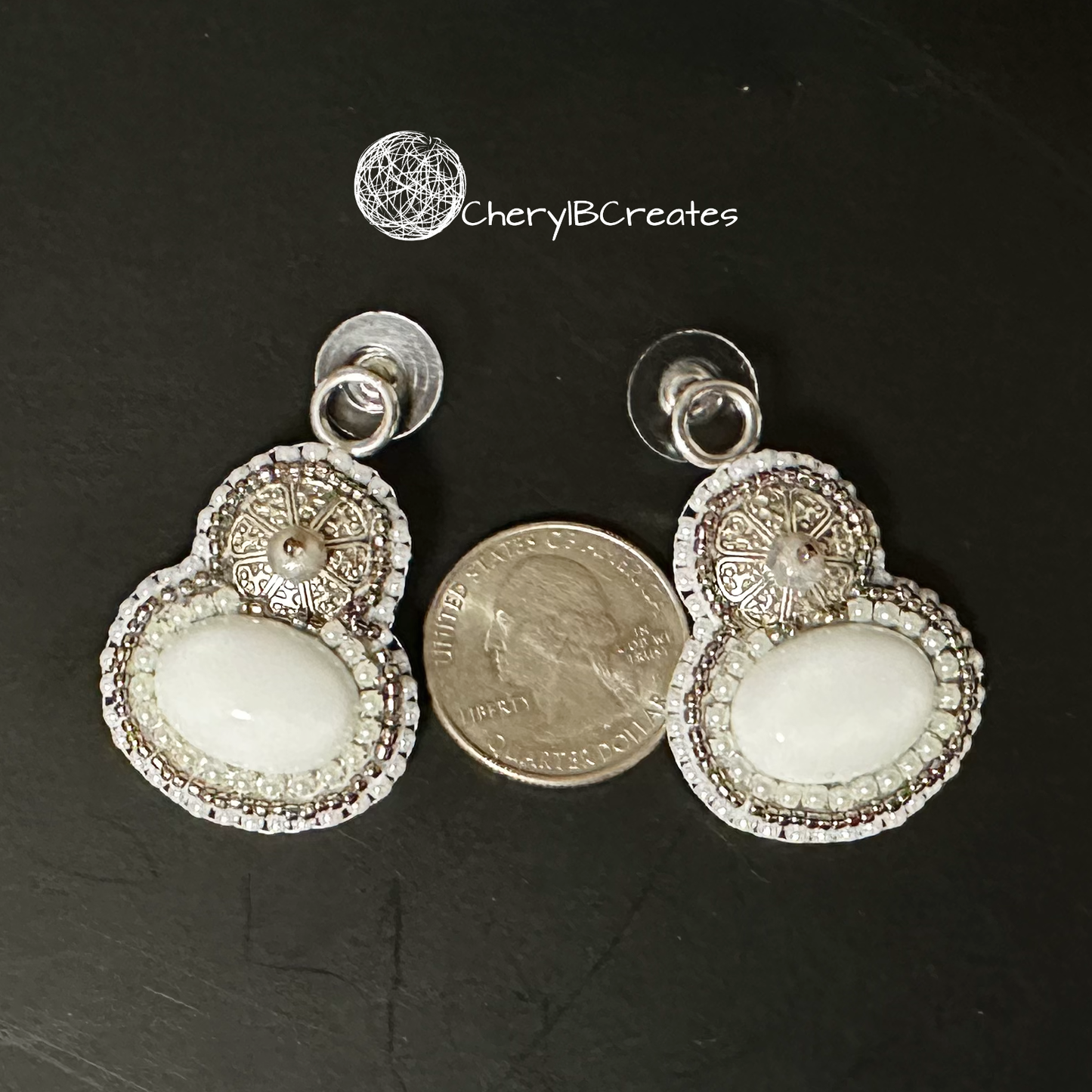 Glass Pearl and Silver Earrings