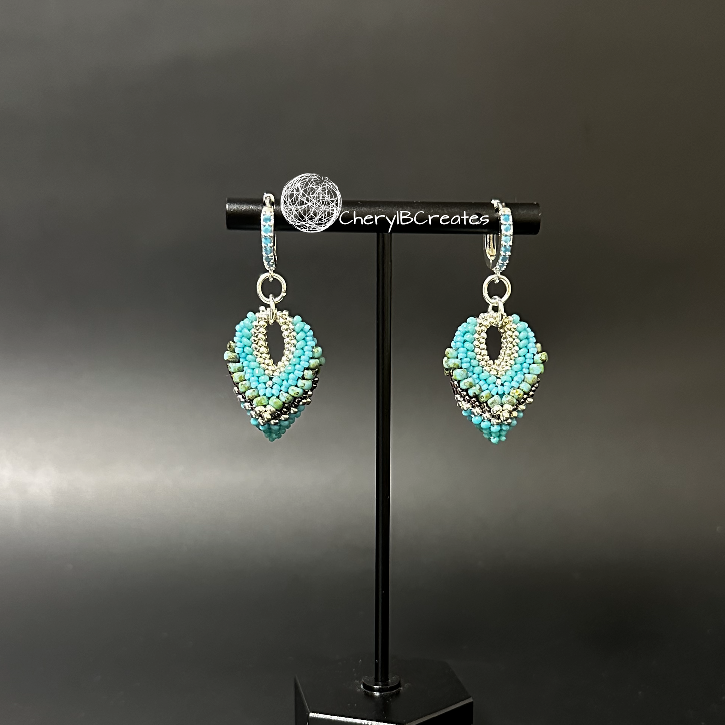 Silver and Turquoise Art Deco Earrings