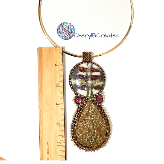 Raku and Druzy Pendant Necklace