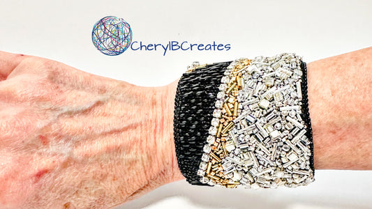 Black Gold and Silver Cuff Bracelet