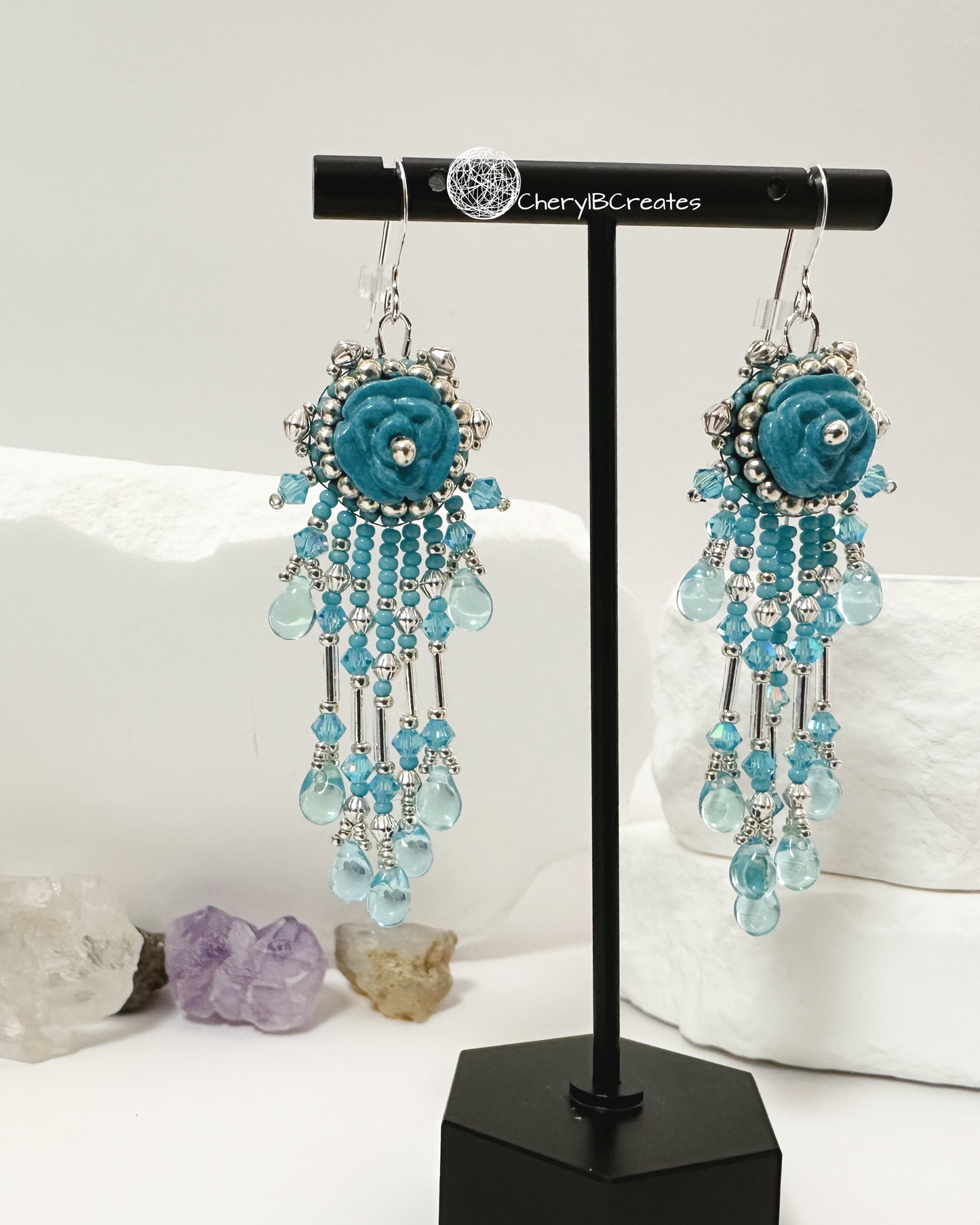 Carved Rose With Fringe Earrings