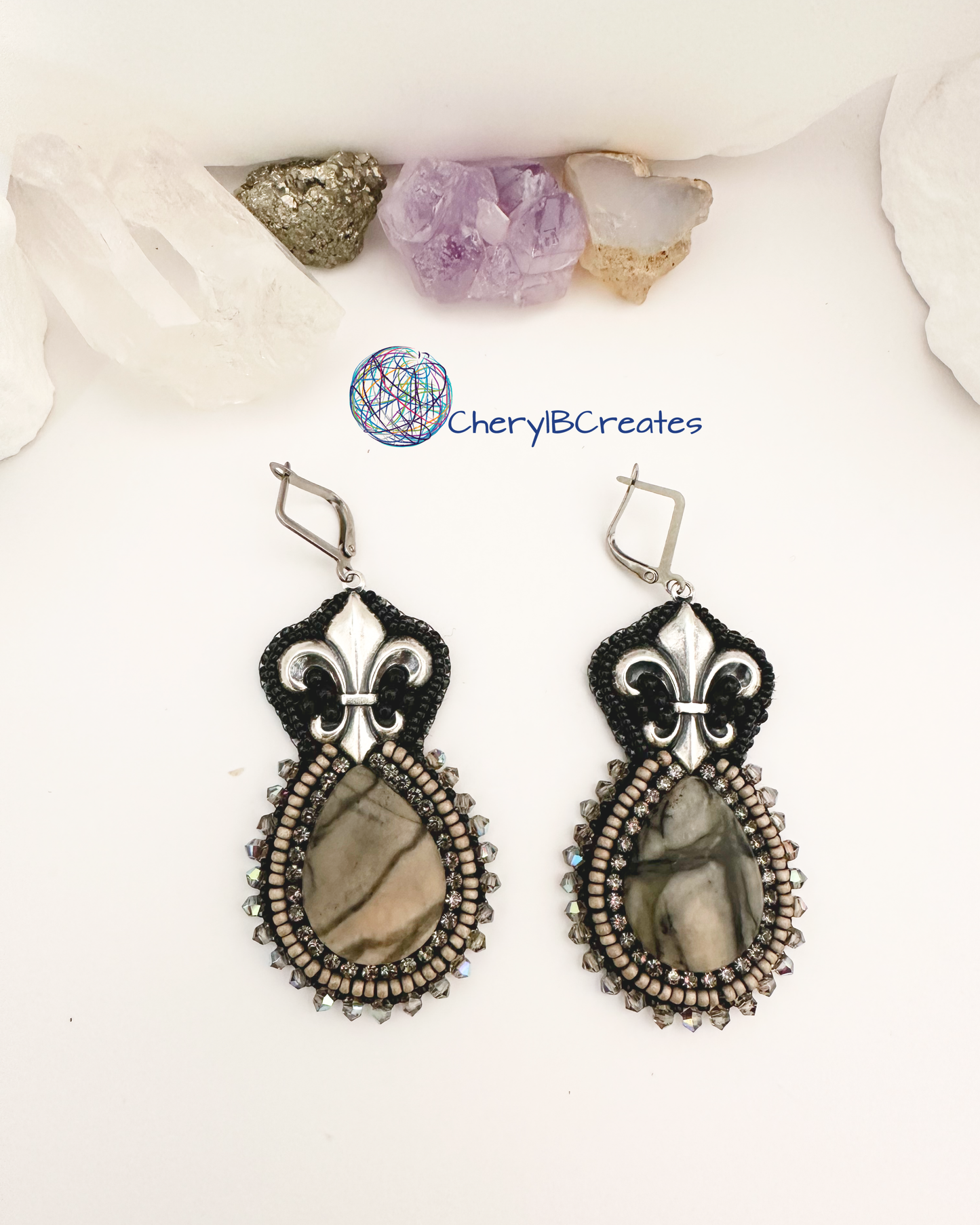 Picasso Jasper and Fluer-de-Lis Earrings