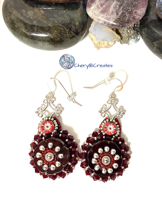 Red Hawaiian Flower Earrings
