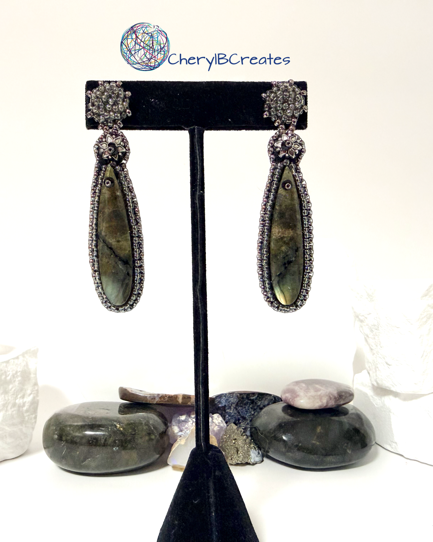 Labradorite Long Drop Earrings