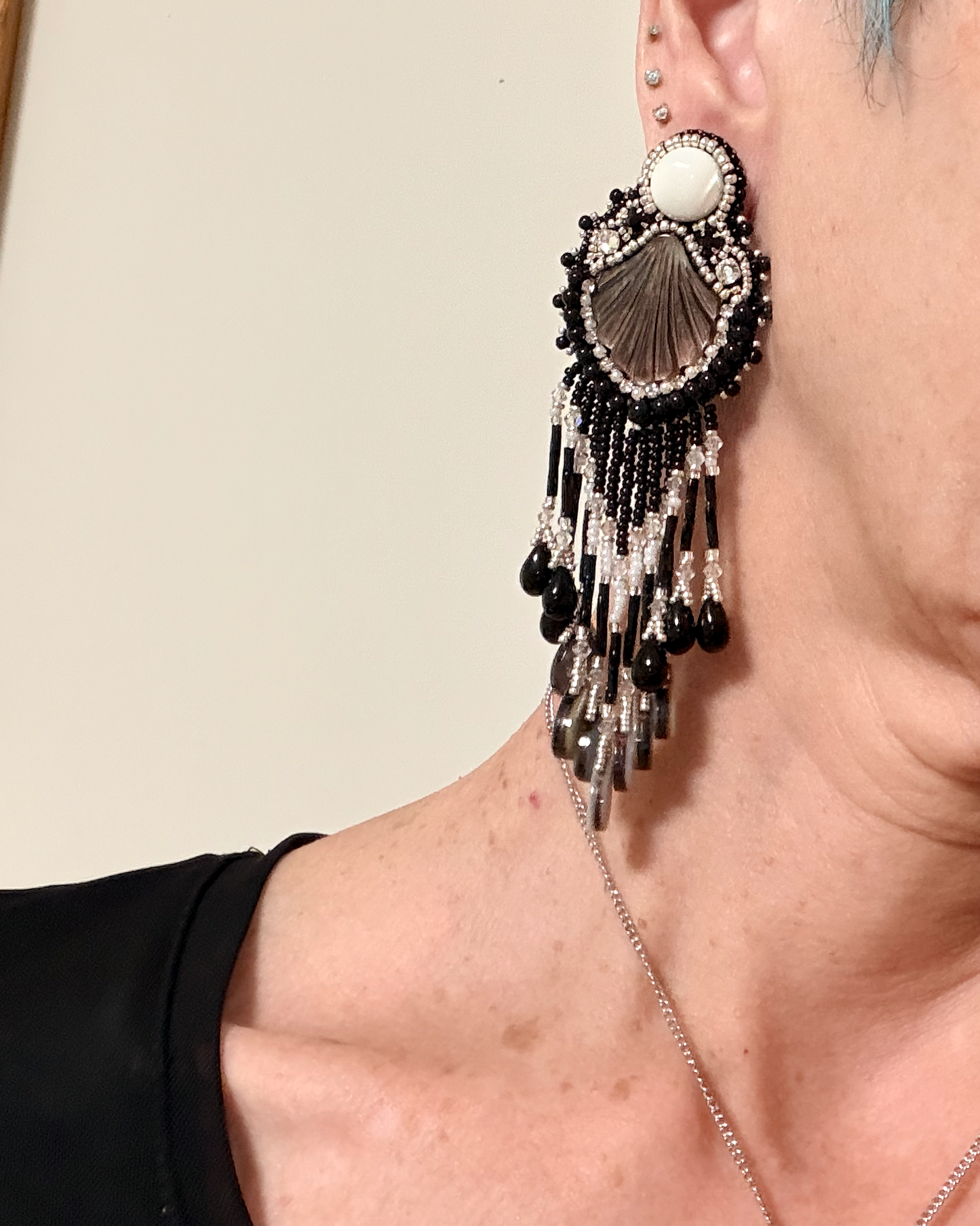 Black Lip Shell Earrings V2
