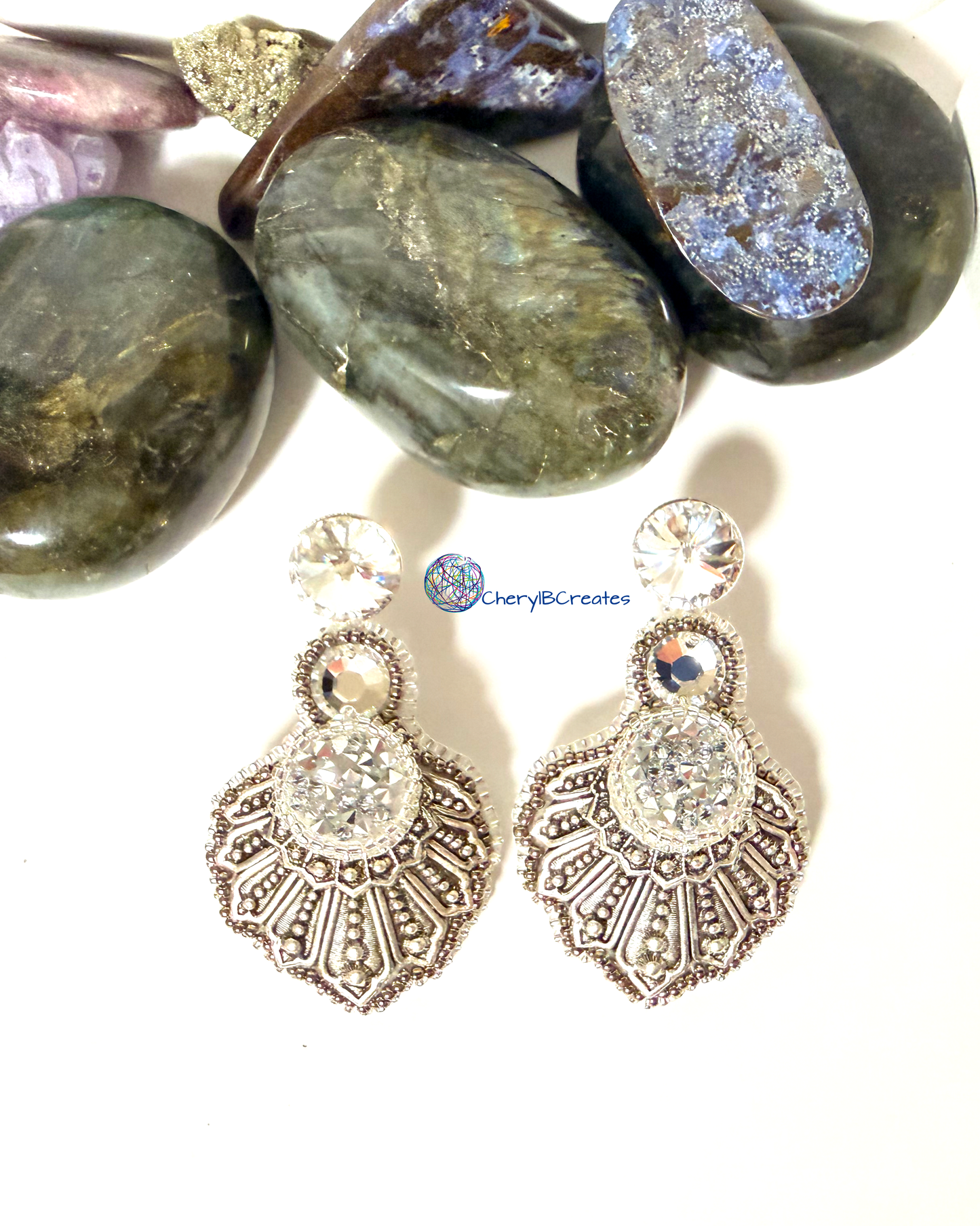 Beaded Crown Crystal Earrings