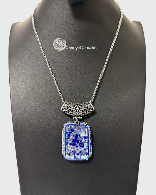 Blue Murano Glass Pendant Necklace