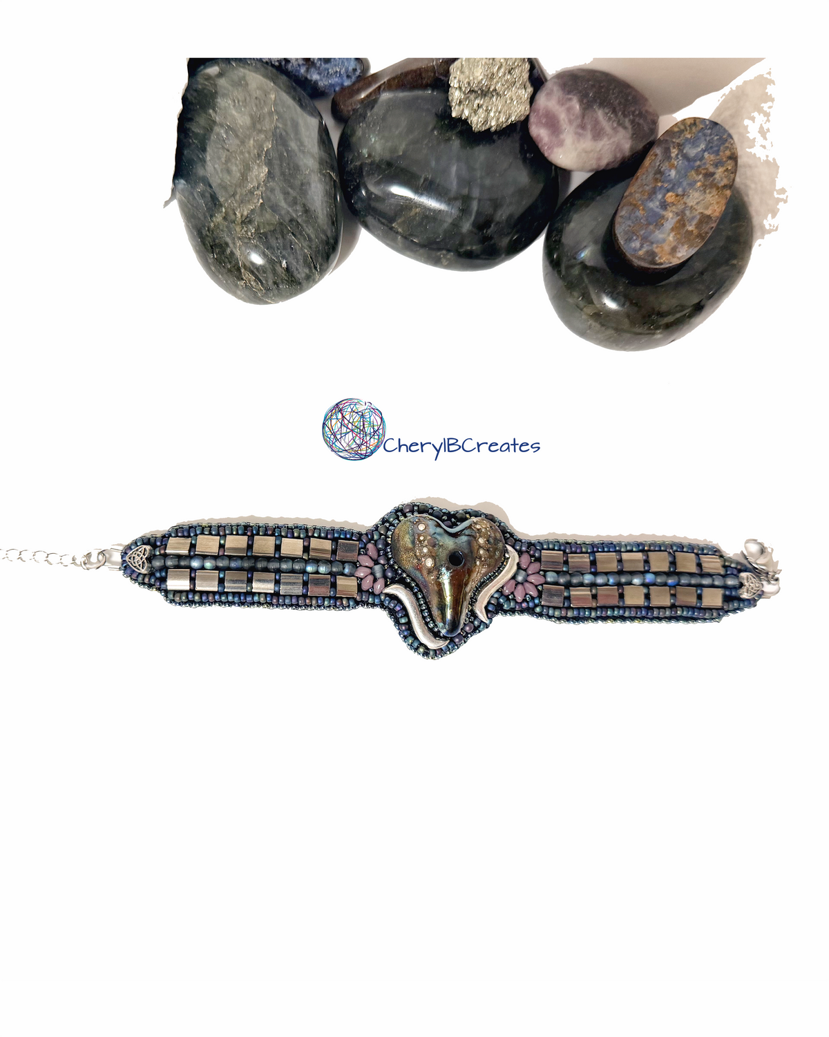 Artisan Heart Raku Pottery Bracelet