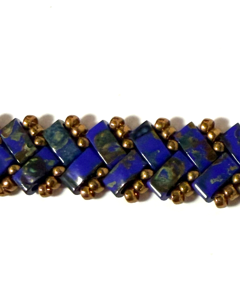 1 Wide Half Tila Herringbone Bracelet-6.5 inches plus extension