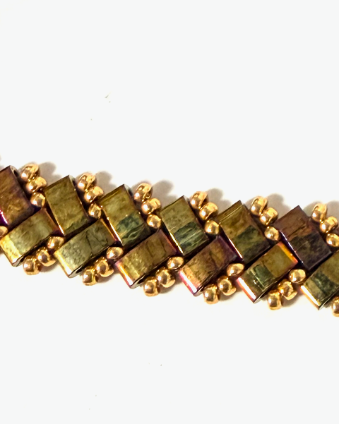 1 Wide Half Tila Herringbone Bracelet-6.5 inches plus extension