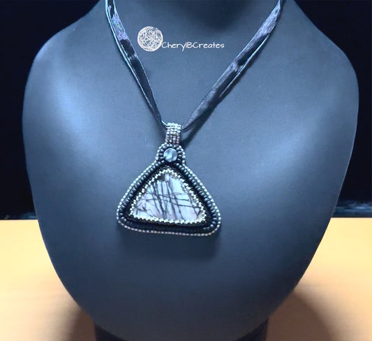 Picasso Jasper Necklace Pendant on Ribbon