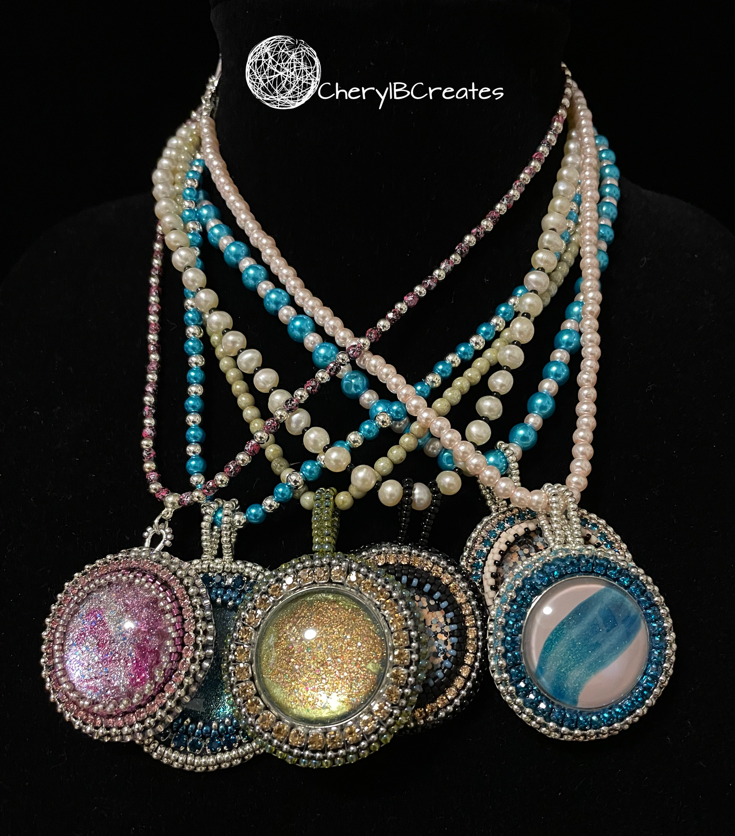 Stained Glass Cabochon Necklaces