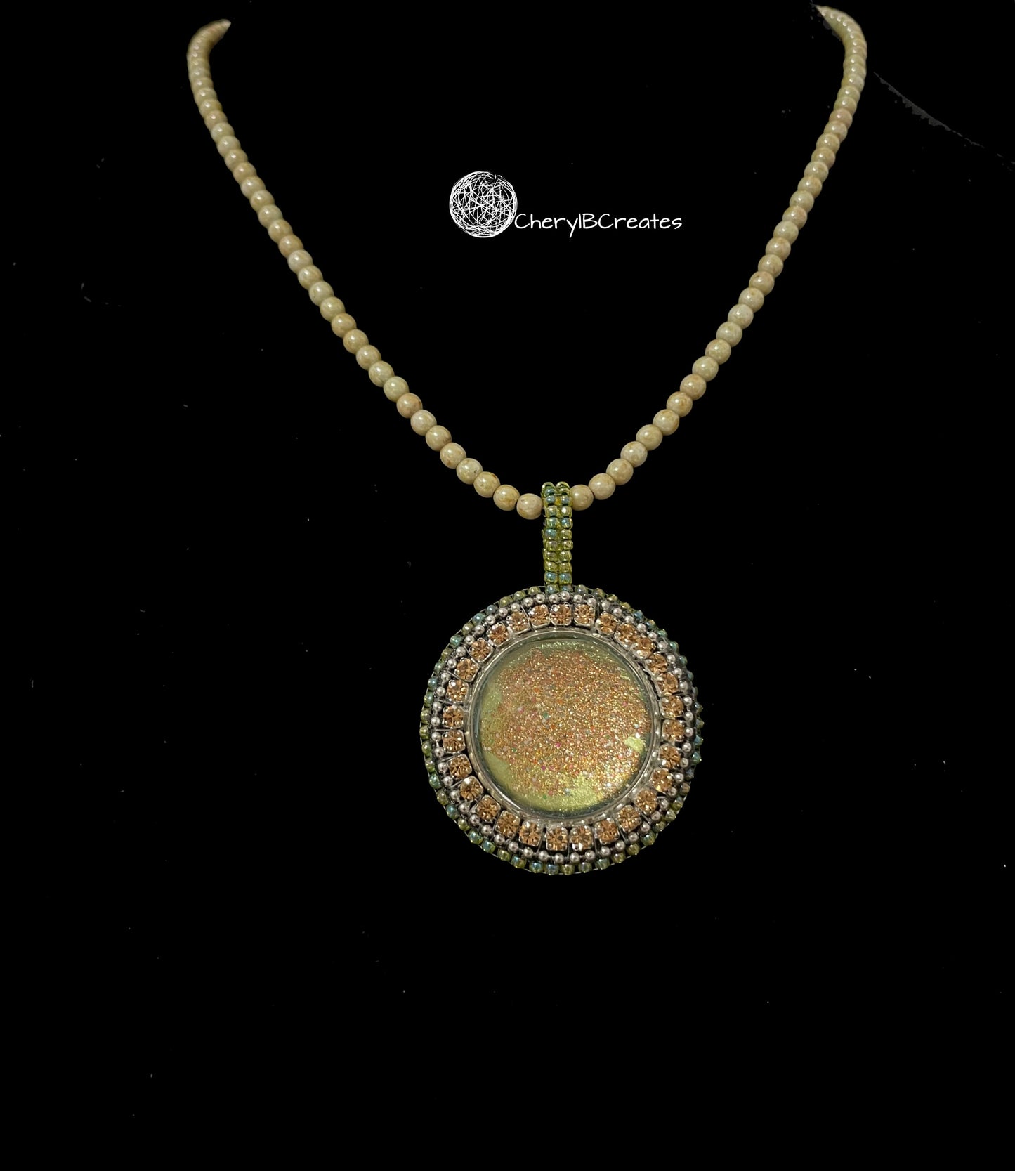 Stained Glass Cabochon Necklace and Earring Set