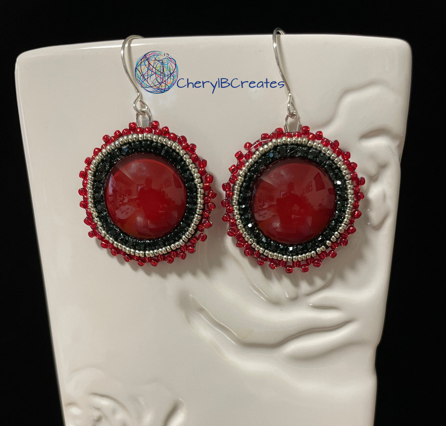 Stained Glass Earrings with Rhinestones