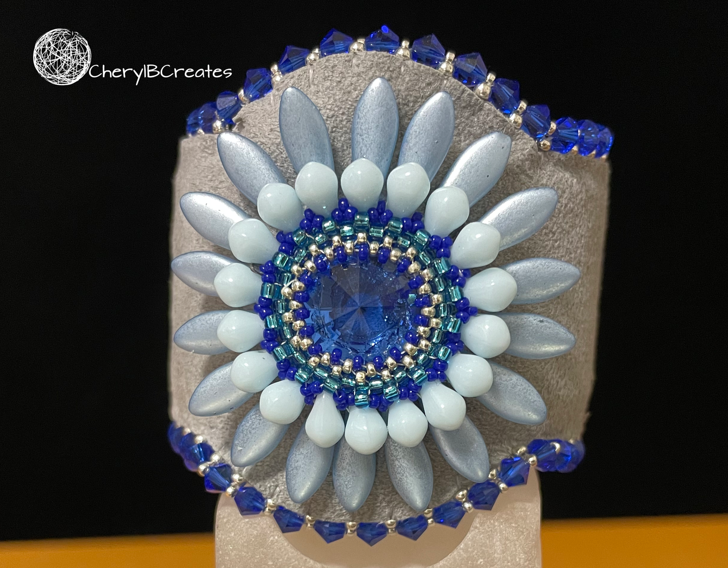 Blue Daisy Bracelet Cuff