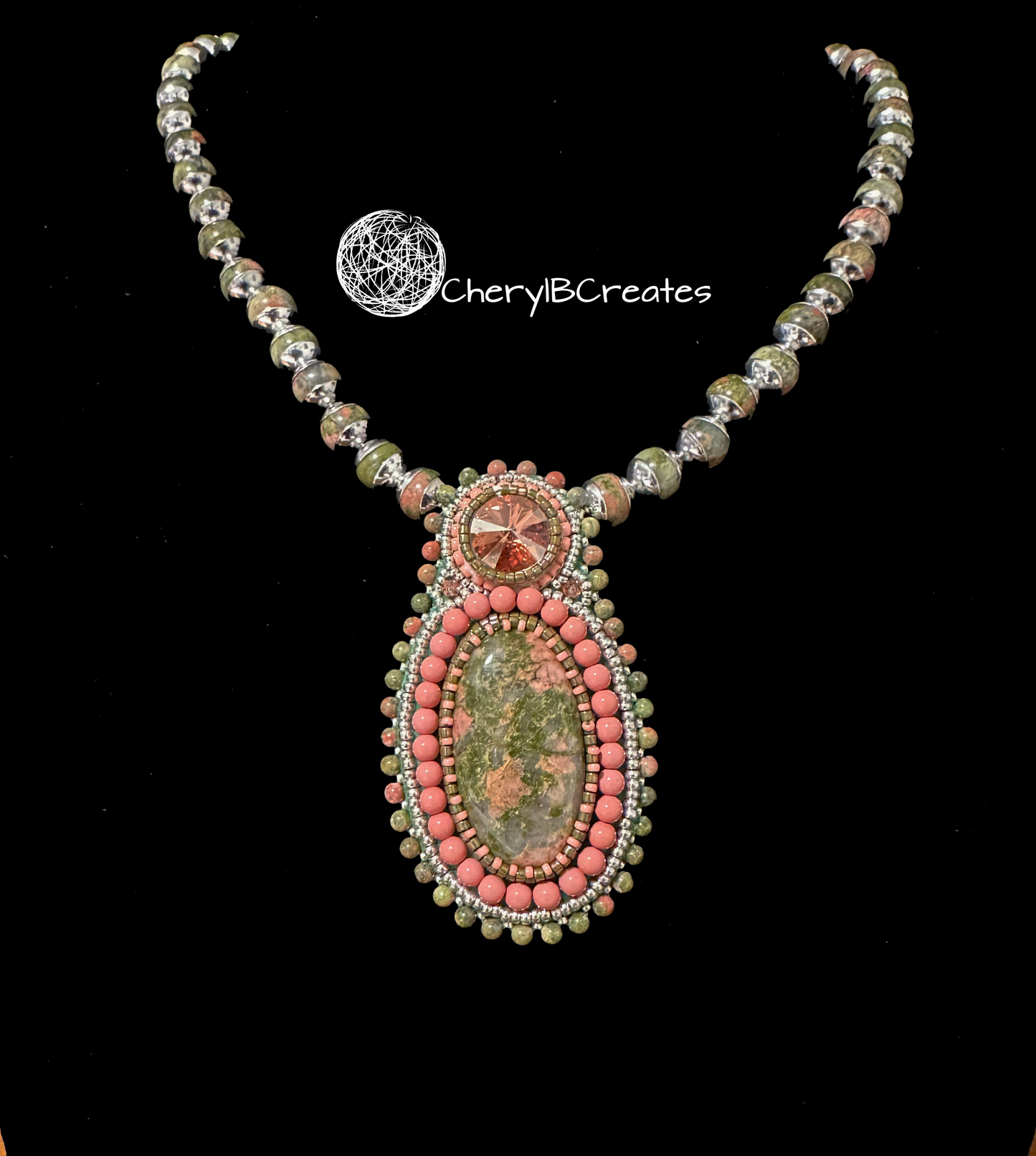 Unakite and Crystal Necklace