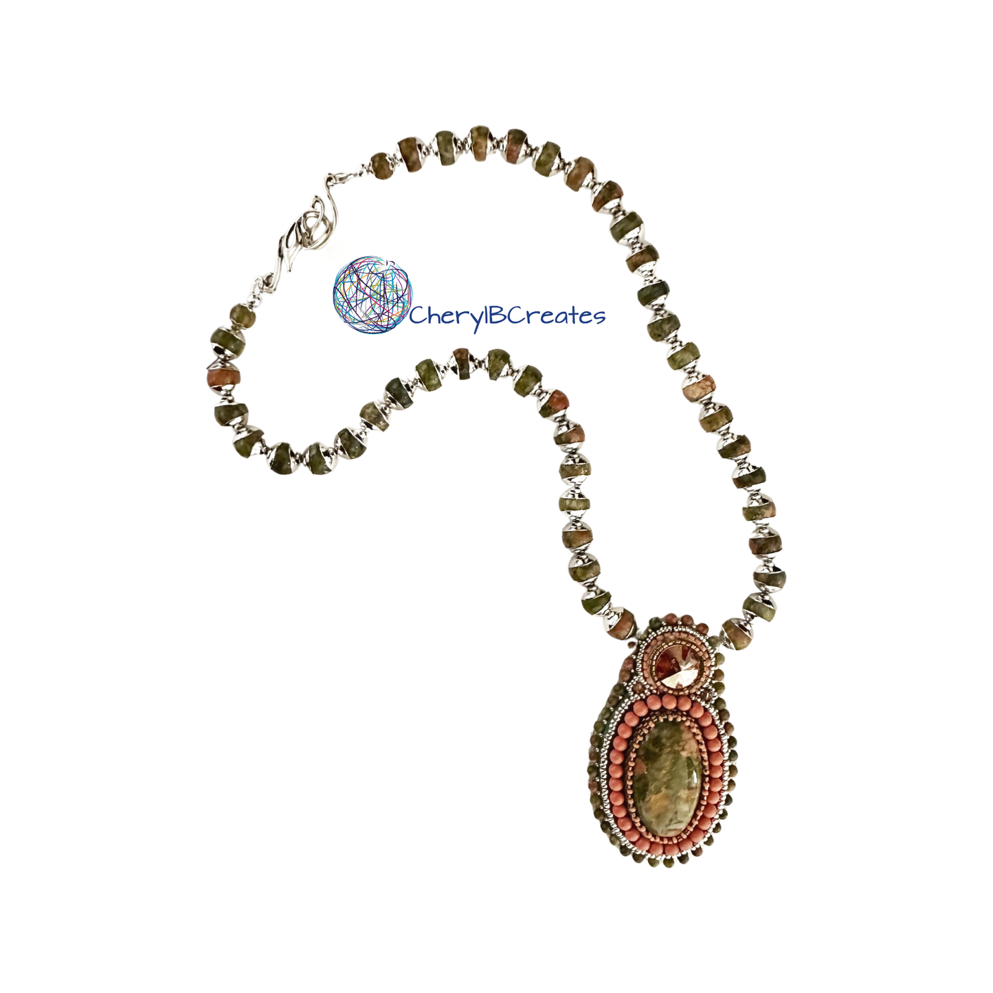 Unakite and Crystal Necklace