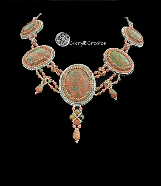 Unakite Royalty Necklace Set