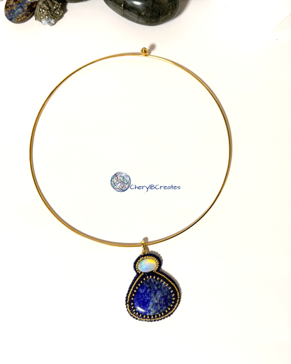 Lapis with Opal Pendant Necklace
