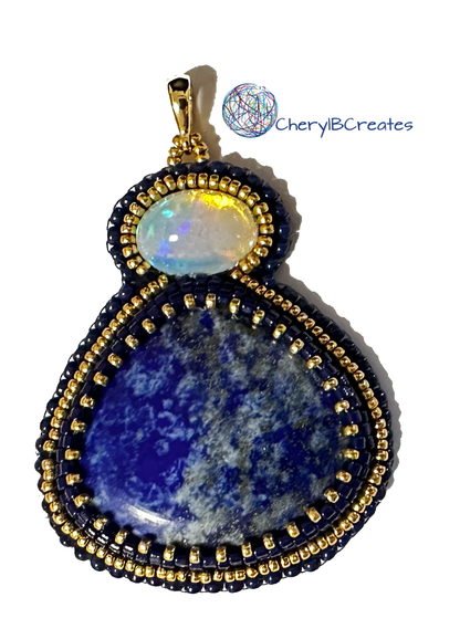 Lapis with Opal Pendant Necklace