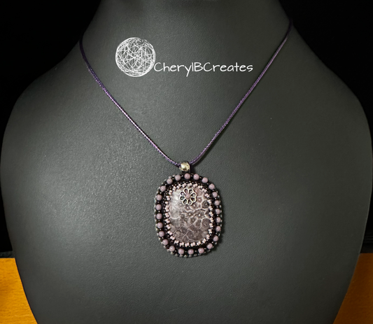 Purple Fossil Pendant Necklace