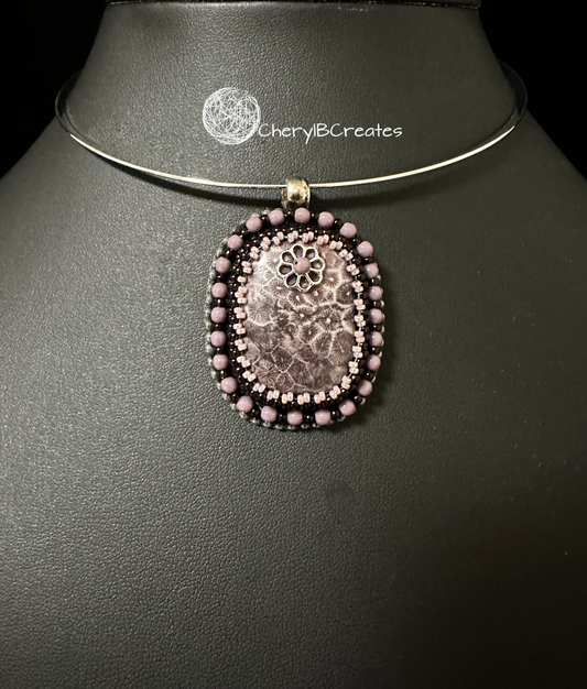 Purple Fossil Pendant Necklace