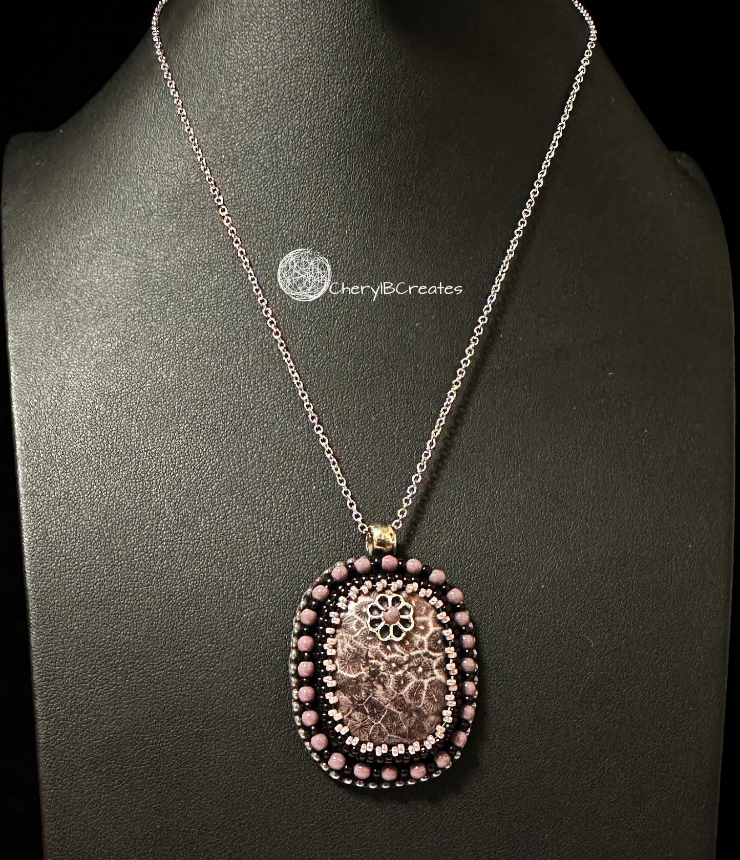 Purple Fossil Pendant Necklace