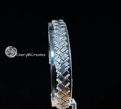 2 Wide Half Tila Herringbone Bracelet