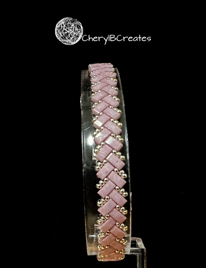 2 Wide Half Tila Herringbone Bracelet