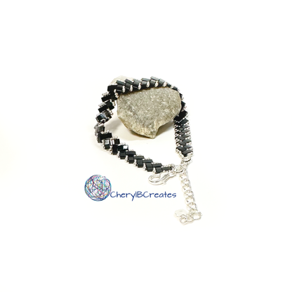 2 Wide Half Tila Herringbone Bracelet