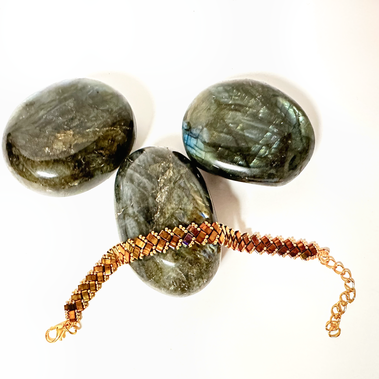 2 Wide Half Tila Herringbone Bracelet