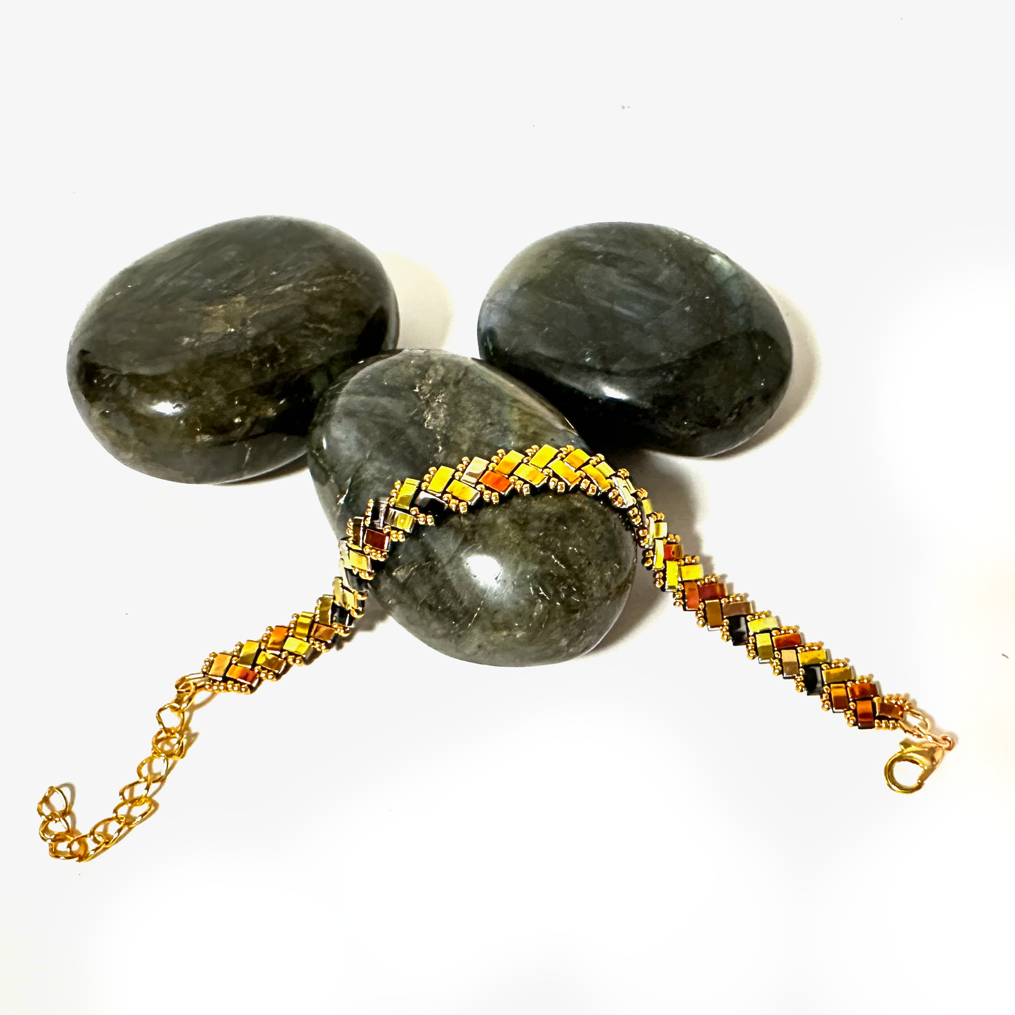 2 Wide Half Tila Herringbone Bracelet