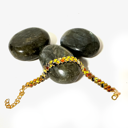 2 Wide Half Tila Herringbone Bracelet