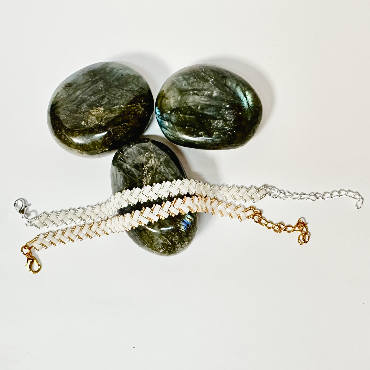 2 Wide Half Tila Herringbone Bracelet