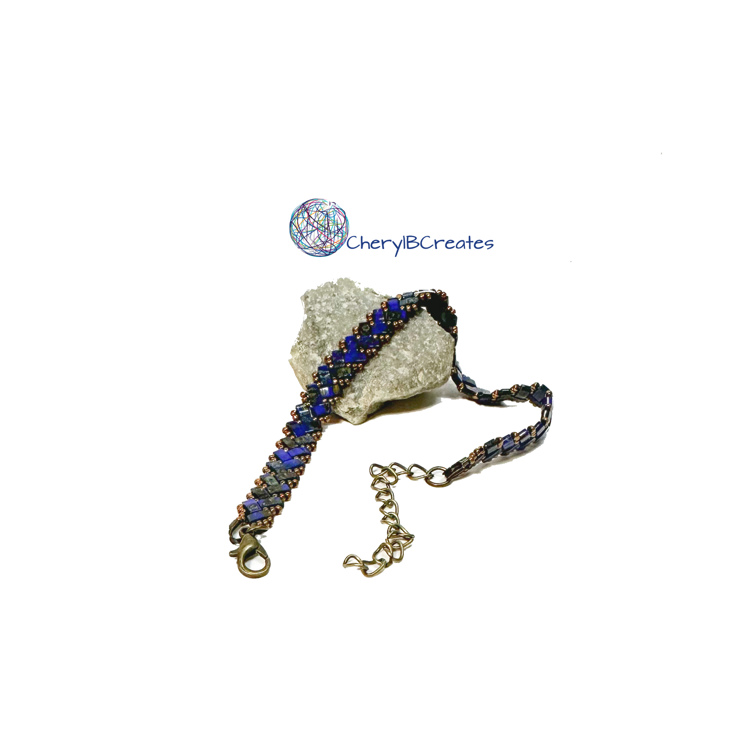 2 Wide Half Tila Herringbone Bracelet