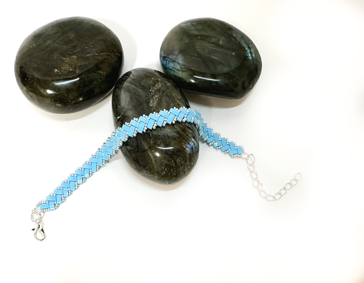 2 Wide Half Tila Herringbone Bracelet