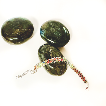 2 Wide Half Tila Herringbone Bracelet