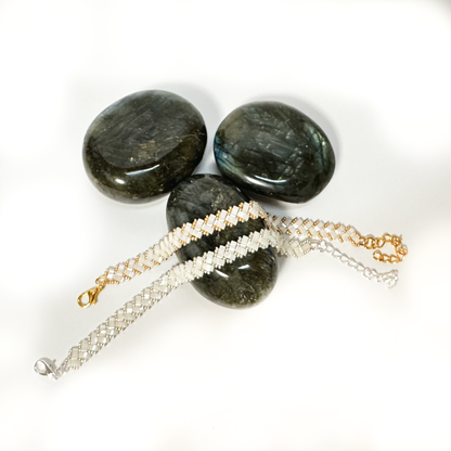 2 Wide Half Tila Herringbone Bracelet