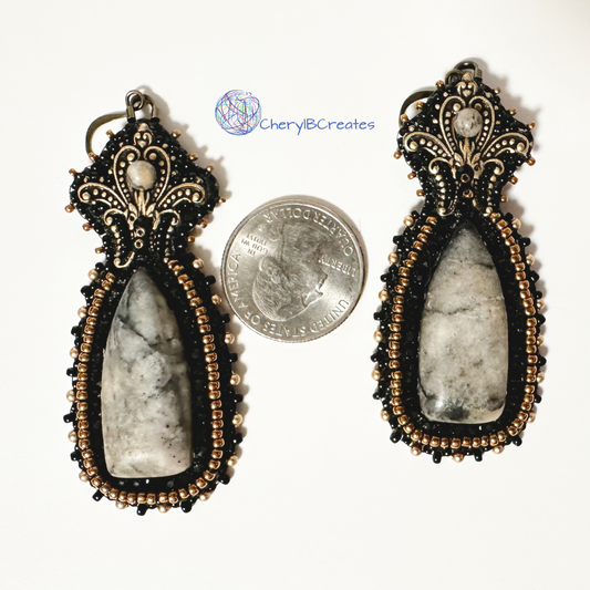 Picasso Jasper Earrings With Gold Filigree
