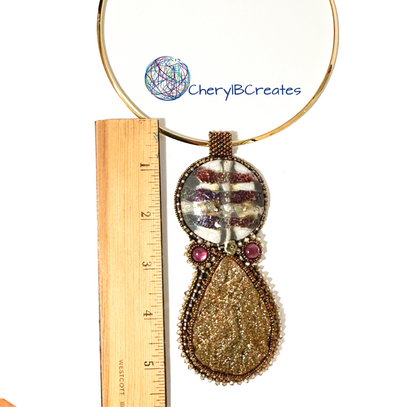 Raku and Druzy Pendant Necklace